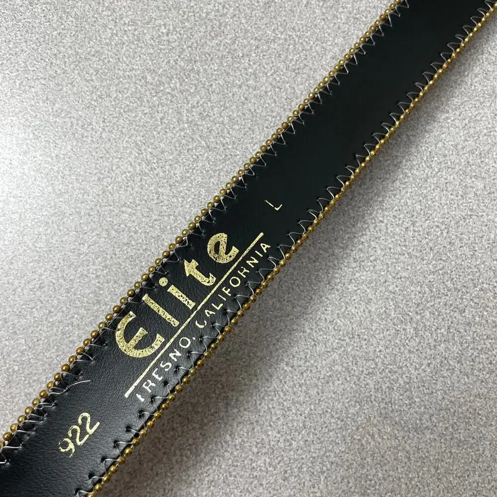 Vtg Elite Belt Womens L Velvet Gold Buckle 1.25in Metallic Chain Trim Floral